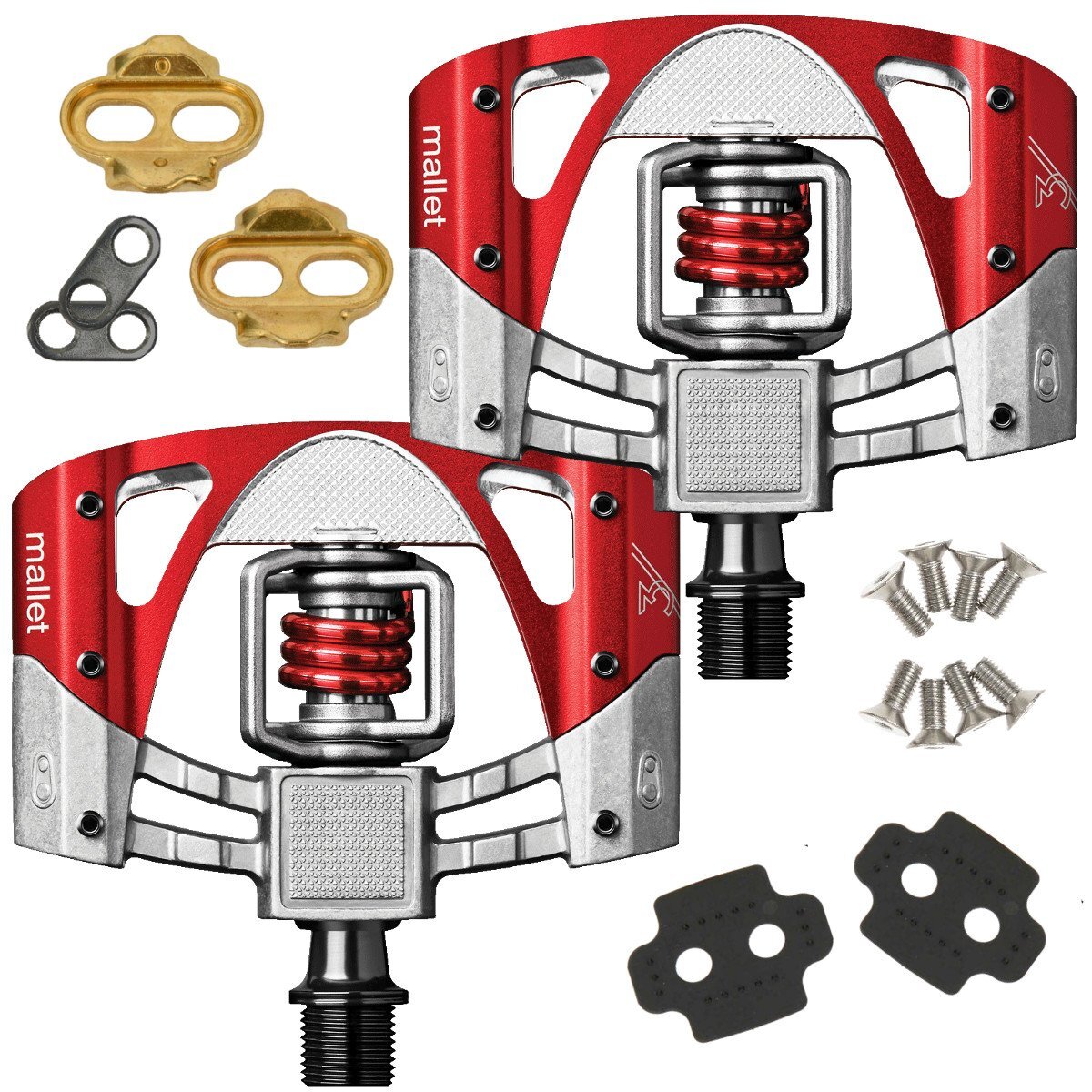 Crank Brothers Mallet 3 MTB Pedals - Red/Red Spring 6 Crank Brothers Mallet 3 MTB Pedals - Red/Red Spring - Image 4