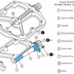 Crank Brothers Stamp 7 Pedal Left Spindle Replacement 2016-Current -Pedals & Cleats Sales 99065 BB 3
